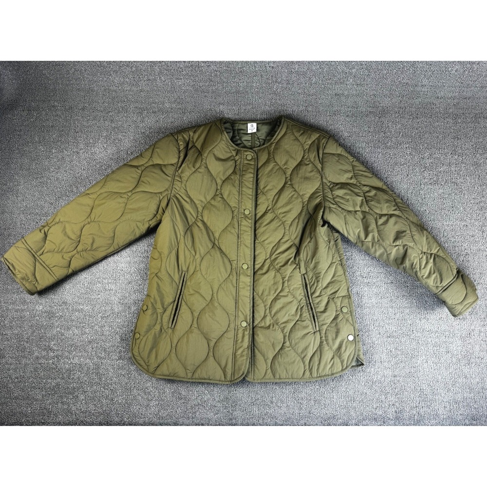 Flygo Jacket Womens Medium Olive Green‎ Quilted Liner Snap Front